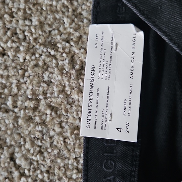 American Eagle AE Ripped Highest Waist '90s Boyfriend Jean in Rocker Black NEW - Picture 7 of 7